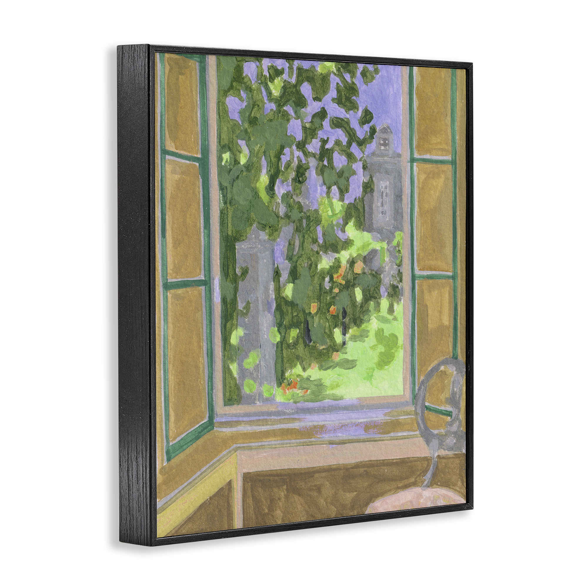 Seat For Spring Expression Black Framed Giclee Art, design by Melissa Wang