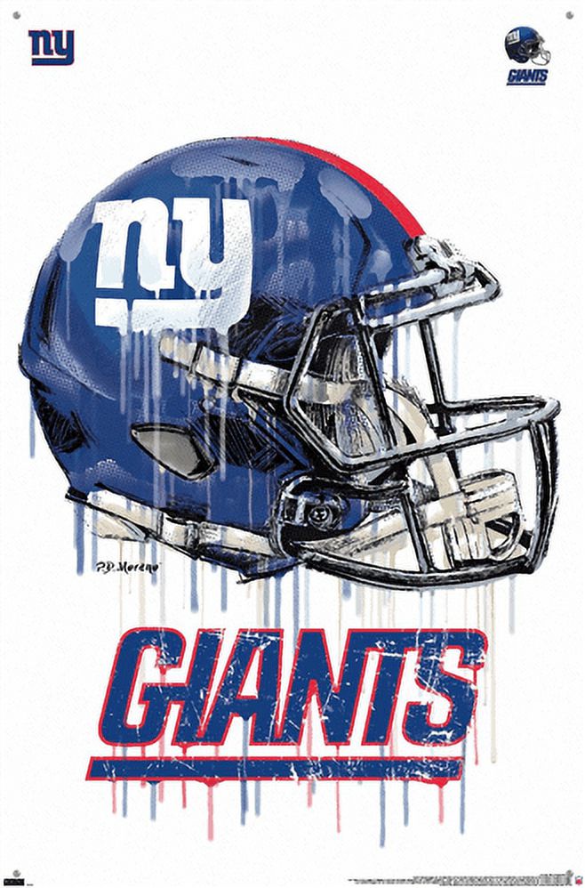 NFL New York Giants - Drip Helmet 20 Wall Poster with Wooden Magnetic  Frame, 22.375' x 34' 