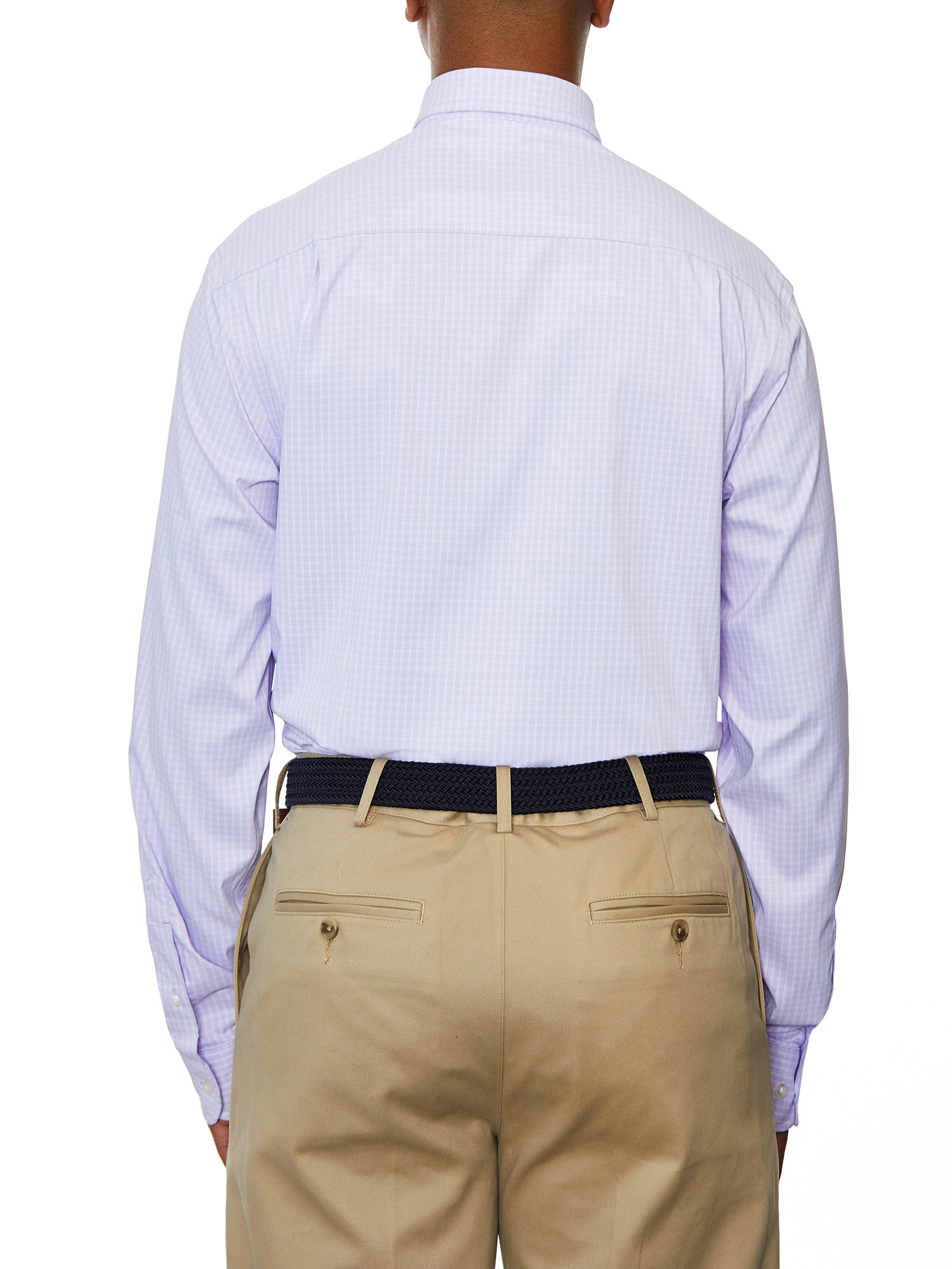 Lands' End Mens Regular-Fit Lilac Check Dress Shirt