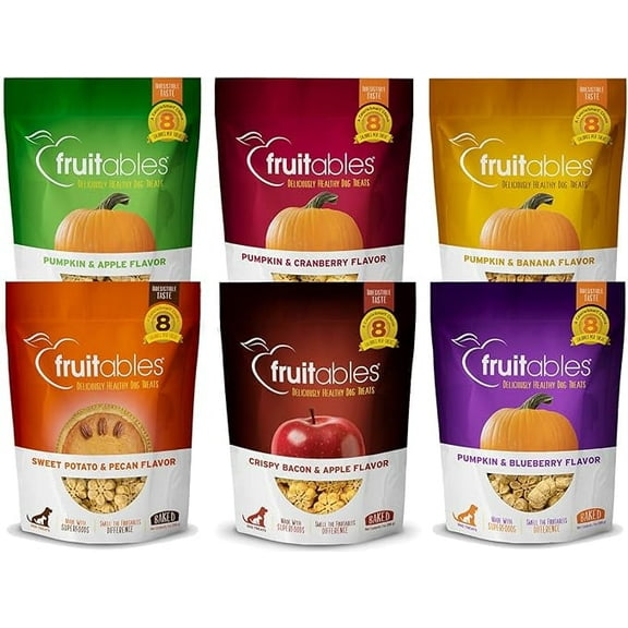 Fruitables Pumpkin Dog Treats, 7oz, Crunch Variety Pack of 6