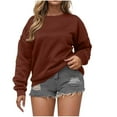 thumbnail image 2 of FRSASU Women's Oversized Crew Neck Solid Color Sweatshirts with No Hood Plus Size Casual Long Sleeve Pullover Tops Brown, 2 of 5