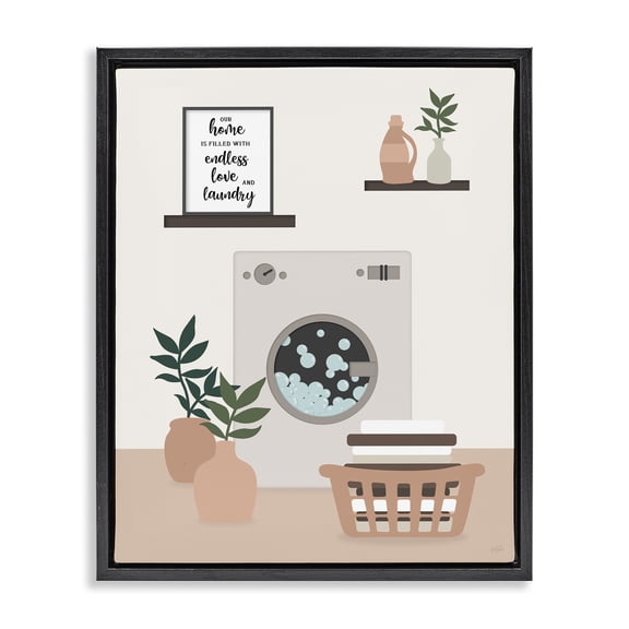 Stupell Industries Modern Family Laundry Phrase Quotes and Sayings Painting Black Floater Framed Canvas Art Print Wall Art, 17 x 21
