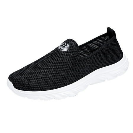 

Xutthjh Fashion Men Mesh Casual Hollow Out Sport Shoes Slip On Solid Color Running Breathable Soft Bottom Sneakers