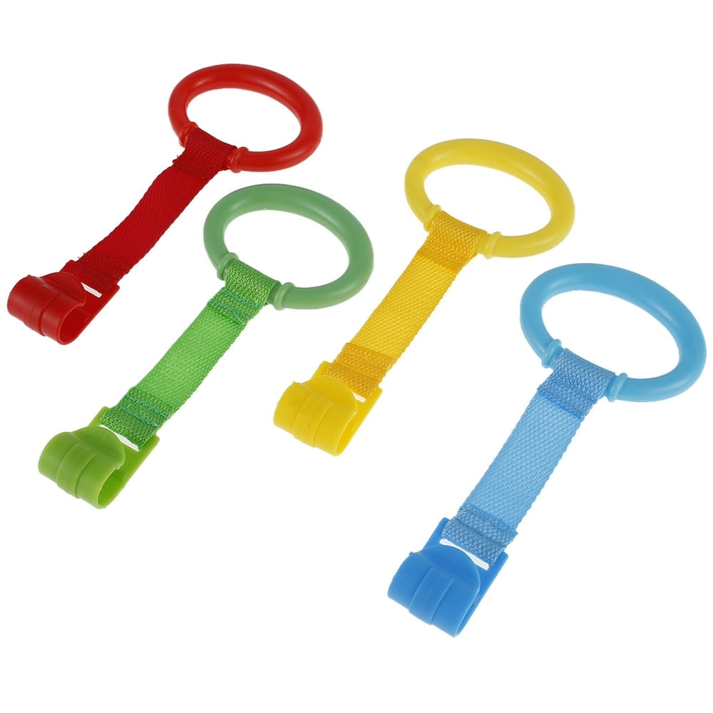 ALIMARO 4pcs Baby Crib Pull Rings for Walking Training Baby Stand up Ring Security Protection Ergonomic Baby Cot Rings Hanging Walking Assistant Rings for Playpen Play Gym Walmart
