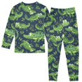 thumbnail image 2 of Dailycode Cotton Pajama Set Snug Fit Long Sleeve Top and Pants for 18M-8Y Crocodile and Leaf, 2 of 7