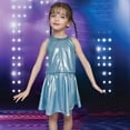 thumbnail image 2 of CAICJ98 2Pcs Kids Girls Shiny Metallic Sleeveless Crop Top with Pleated Skirt Set Dancewear Performance Outfits (Sky Blue,3-4 Years), 2 of 4