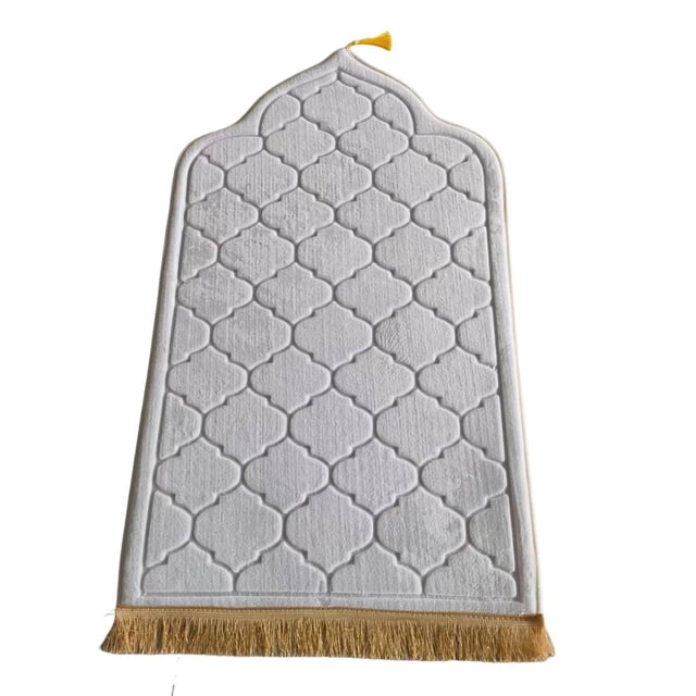 Embossing Process Muslim Prayer Rug Colorfast and Washable Prayer Mat for Effectively Protecting Knees - Black