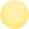 thumbnail image 1 of Ahgly Company Machine Washable Indoor Round Solid Yellow Modern Area Rugs, 5' Round, 1 of 4