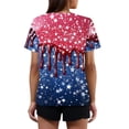 thumbnail image 4 of Abcomgle Womens American Flag Shirts Tie Dye Red White and Blue Print Patriotic Shirts 4th Of July Tshirt Button V Neck Short Sleeve Tee Shirts Comfy Independent Day Shirts,Blue 3XL, 4 of 4