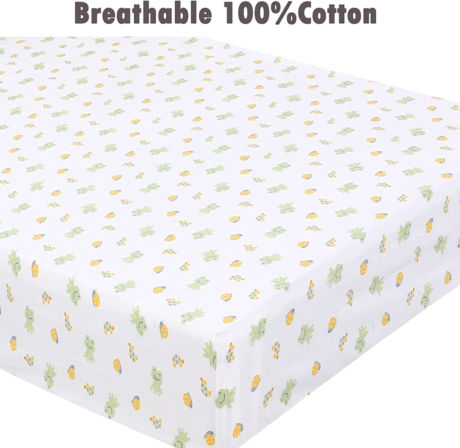 Danica 100% Cotton Fitted Baby Crib Sheet 3 Pack for baby Boys Girls |Standard Crib And Toddler Mattress Sheets | 28x52 Inch (3PK, City Frog )