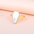 thumbnail image 1 of Howlite Ring 14k Yellow Gold Howlite Gemstone Solitaire Wedding Gift Ring, 1 of 4