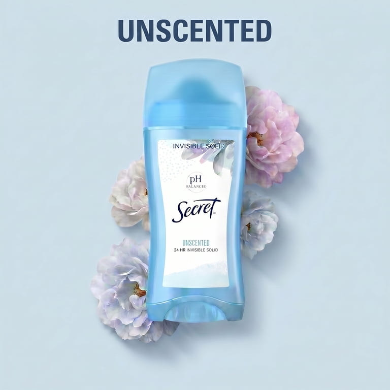 Secret Women's Invisible Solid Antiperspirant, Unscented, 2.6 oz