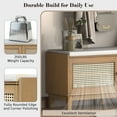 thumbnail image 4 of 43" Shoe Storage Bench with Cushion, 2-Tier Wood Bench with Adjustable Shelves and 2 Rattan Doors, Rustic Shoe Organizer Cabinet for Entryway, Hallway, 4 of 9