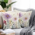 thumbnail image 3 of Outdoor Pillow Cover Watercolor Purple Flowers Set of 2 Waterproof Throw Pillowcases Daisy Leaf Plant Retro Decorative Patio Furniture Pillows for Couch Garden Indoor & Outdoor Use, 3 of 9