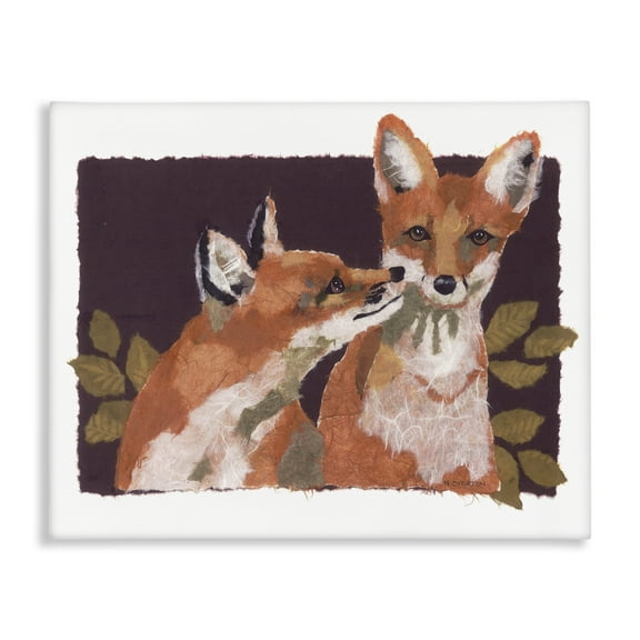 Stupell Industries Woodland Foxes & Leaves Animals & Insects Painting Gallery Wrapped Canvas Art Print Wall Art, 20 x 16