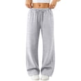 thumbnail image 2 of Sweatpants Womens 2026 Fall Baggy Wide Leg Sweatpant Fleece Lined Straight Leg Sweat Pants 28" 29" Inseam Light Gray S, 2 of 6
