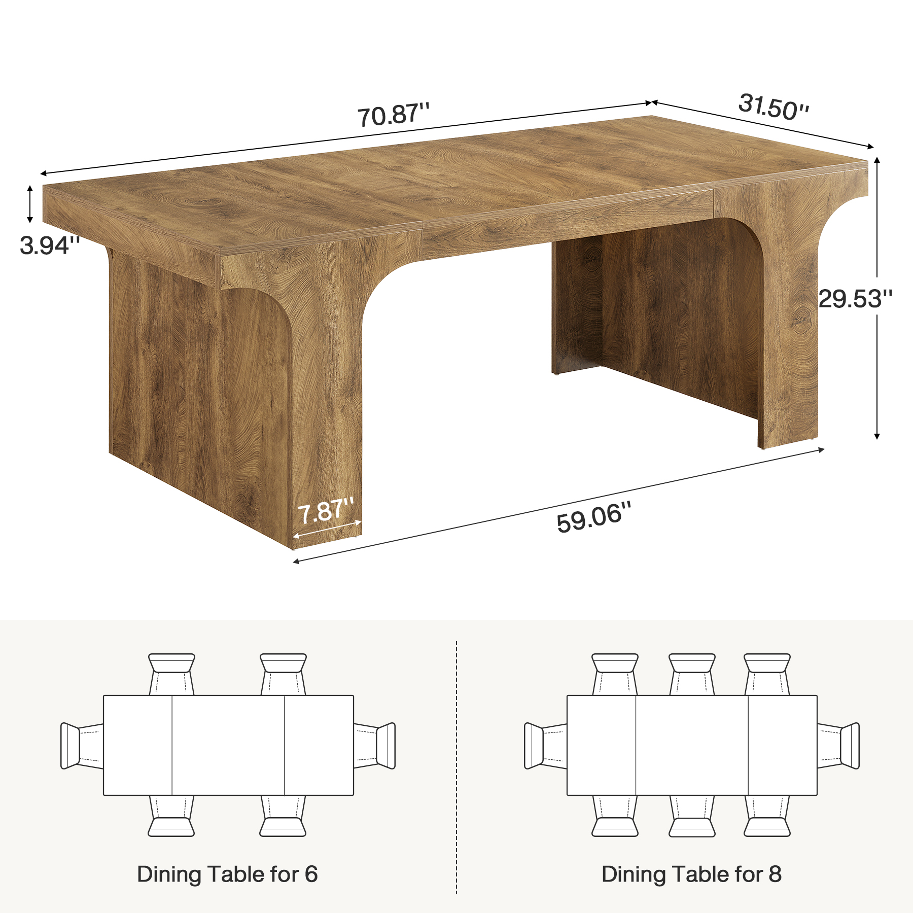 Finmind 70.87" Executive Office Desk, Large Workspace Computer Desk, Rustic Wood Writing Table