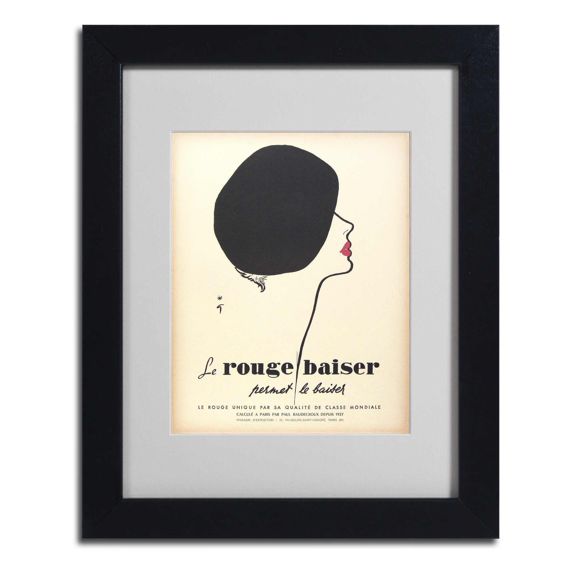 Trademark Fine Art "Le Rouge Baiser" Matted Framed Art by Vintage Apple Collection, Wood Frame
