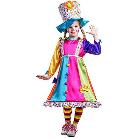 Dress Up America Girl's Polka Dot Clown Costume - Size Large