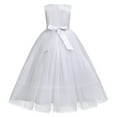 thumbnail image 3 of IBTOM CASTLE White First Communion Dresses for Girls Lace Flower Wedding Bridesmaid Pageant Birthday Baptism Party Formal Maxi Tulle Gown 7-8 Years White - Sleeveless, 3 of 8