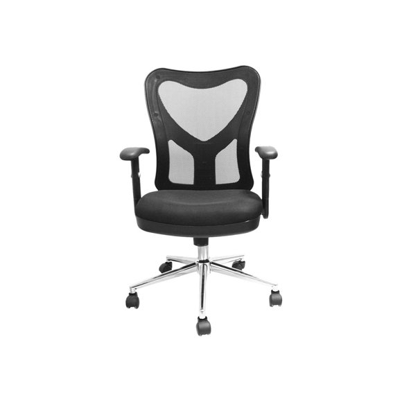 Chaise de Bureau en Maille à Dossier Haut avec Base Chromée. Couleur : Noir