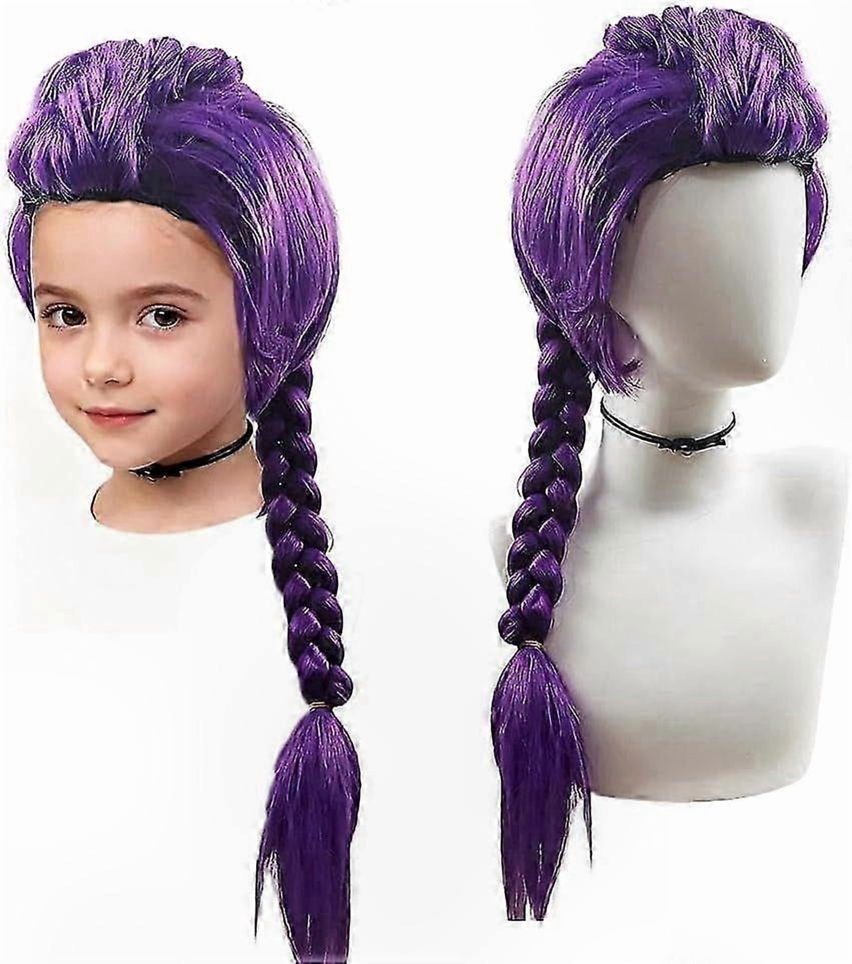 Long Purple Braided Wig, Heat-Resistant Fiber for Cosplay, Anime Costume, and Halloween Theme Parties