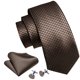 thumbnail image 2 of Set Clásico de Corbata Marrón a Cuadros Barry.Wang, Corbata Tejida, Marrón a Cuadros, Talla Única, 2 of 5