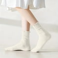 thumbnail image 4 of Fancifize Women Ribbed Mid Socks Casual Soft Stretch Solid Color Lettuce Edge Cute Socks for Fall Winter,Beige, 4 of 6