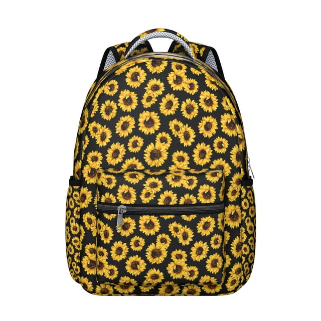 Watercolor Sunflower Artwork School Backpack Durable, Multifunctional Students’s Backpack with Country Farm Theme and Yellow Floral Design