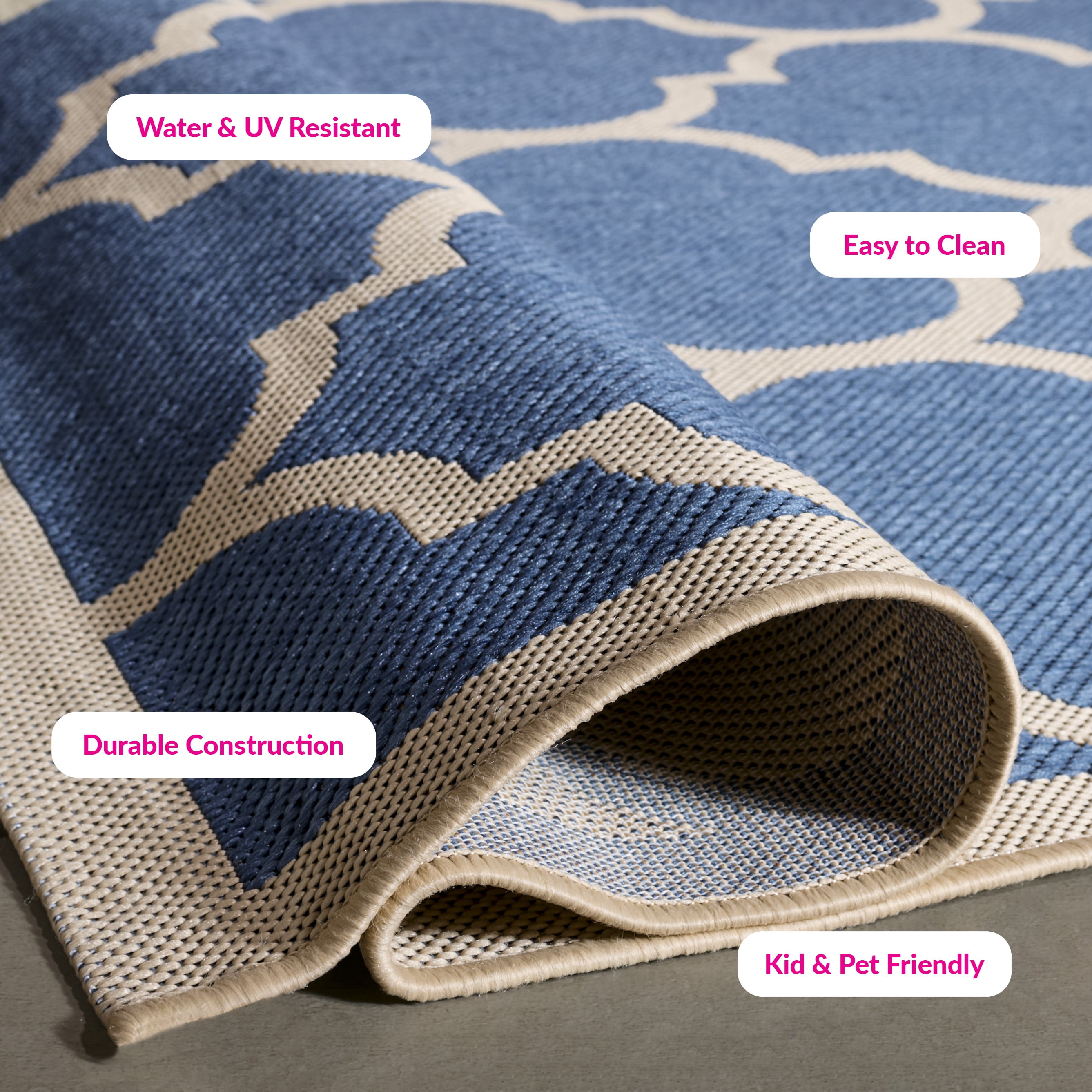 Safavieh Courtyard Alyssa Geometric Indoor/Outdoor Area Rug, Blue/Beige, 7'10" x 7'10" Square