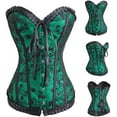 thumbnail image 2 of Femmes Vintage Floral Denim Corset Bustier Haut, 2 of 5