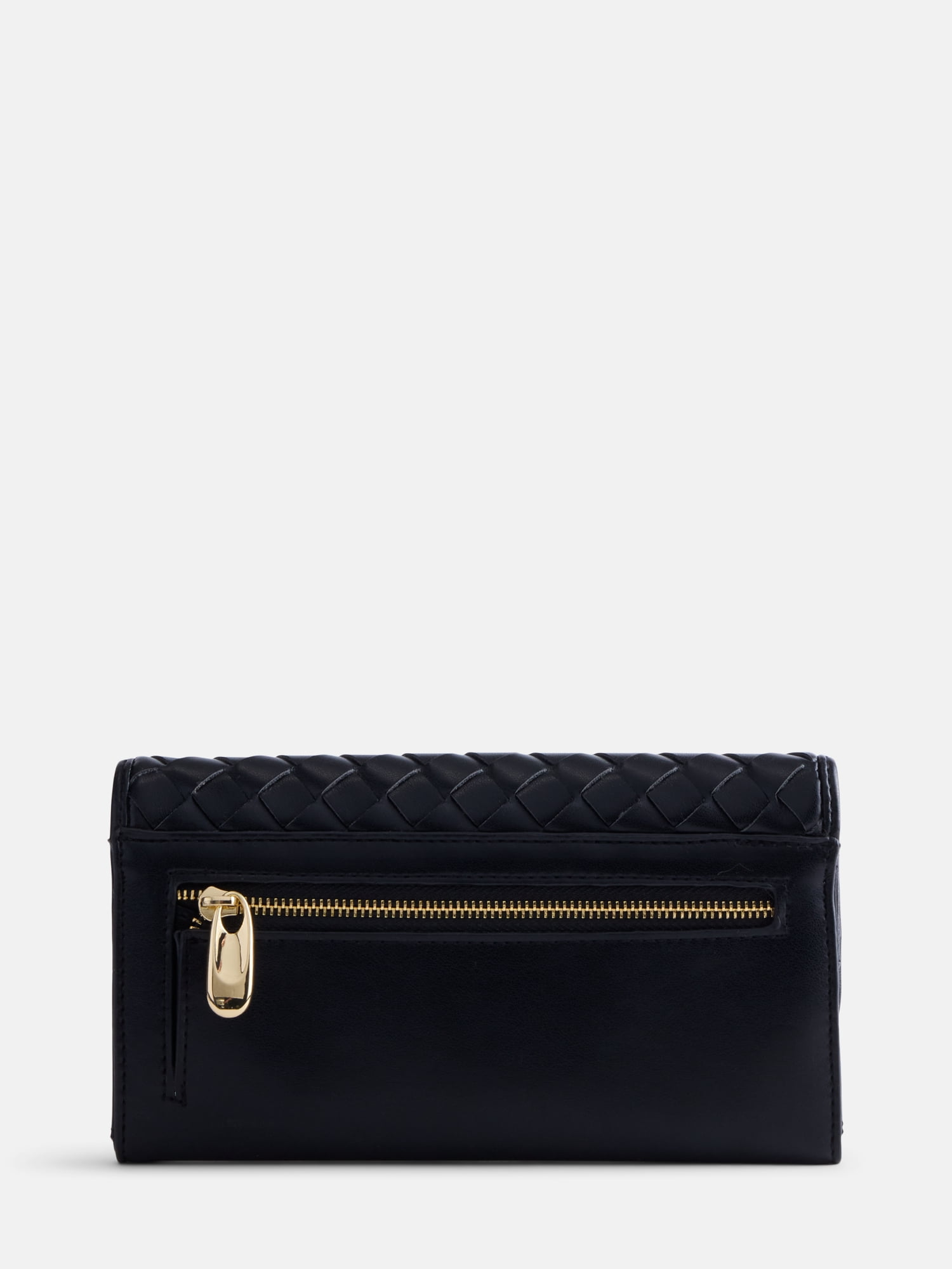 Scenario Women's Woven Faux Leather Clutch Wallet, Black