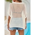 thumbnail image 4 of Womens Crochet Sweater Tops Batwing Short Sleeve Oversized Boat Neck Boho Knit Summer Beach Cover Ups, 4 of 7