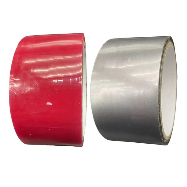 2 cintas adhesivas de 10 m de largo para fiestas, juegos en casa, juguetes de descompresión. rojo cereza y gris