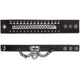 thumbnail image 4 of Punk Leather Skull Bone Rivet Hand Ring Chain Harness Bracelet Gothic Costume, 4 of 5