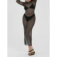 thumbnail image 3 of Biezeib Women Bikini Cover Long Sleeve Dress with Pearl Decoration, See Through Skinny Version Clothing, 3 of 6