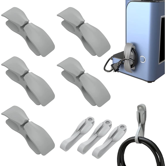 8 PCS Cord Organizer for Kitchen Appliances, Durable Cord Winder for Wire, Appliance Cord Bundler Stick on Kitchen Stand Mixers, Coffee Maker, Pressure Cooker, Air Fryer, Microwave, Computer (Grey)