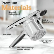 Prioritychef Large 15oz Potato Ricer, Heavy Duty Stainless Steel Ricer, Black