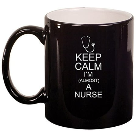 

Ceramic Coffee Tea Mug Cup Keep Calm I m Almost A Nurse (Black)