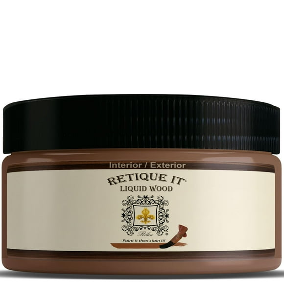 Retique It Wood'n Primer - Dark Wood Half-Pint - Paint it then stain it - Stainable Wood Fiber Paint - Put a fresh coat of wood on it (8 Fl Oz Dark Wood)
