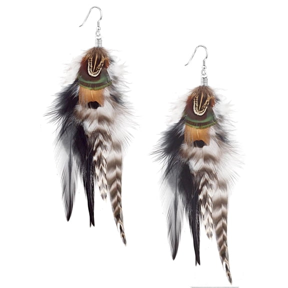 Bohemian Handmade Feather Earrings Vintage Long Tassel Dangle Drop Earrings Fringe Tassels Feathers Statement Earring Hooks Jewelry Gifts for Women Ladies Wedding Party