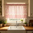 thumbnail image 4 of Floral Lace Edge Cafe Curtain – Semi-Sheer Tiered Window Valance, 39.37x19.69 Inches, Adjustable Rod Pocket, for Kitchen Bathroom Decor, 4 of 6