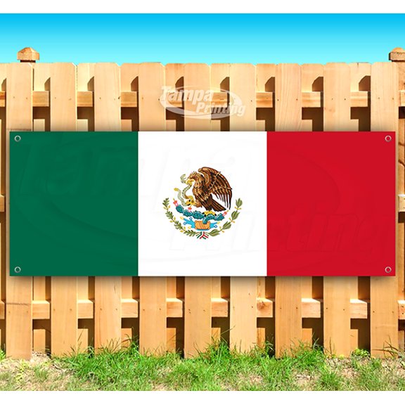 Mexico Flag 13 oz Vinyl Banner With Metal Grommets