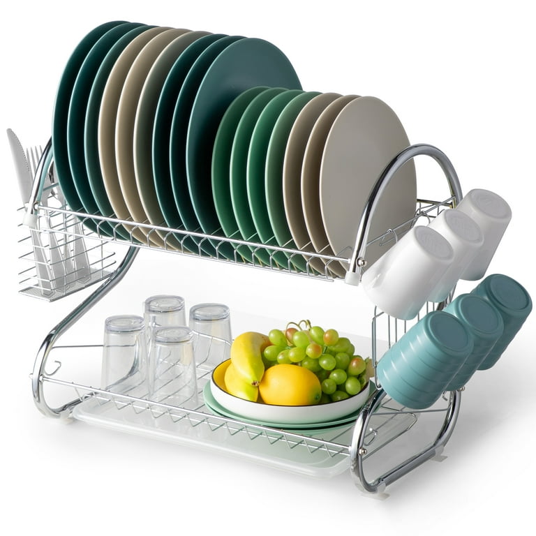 304 Silver Stainless Steel Kitchen Rack Sink Drain Rack Dish Bowl Holder  Kitchen Storage Rack 2 Floors Shelf – Eglobalgo