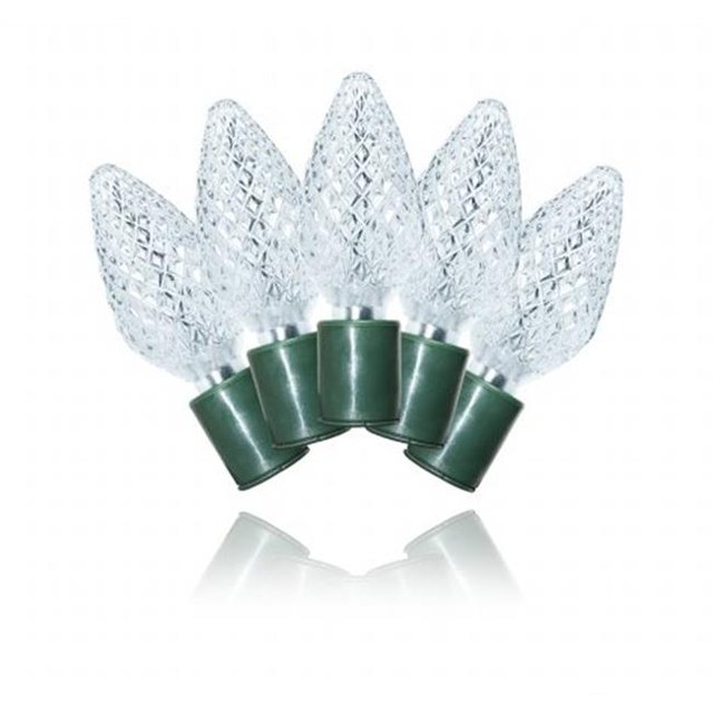 Winterland S-25C9PW-8G C9 Pure White LED Light Set With In-Line Rectifer On Green Wire