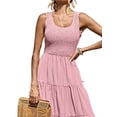 thumbnail image 3 of Gvmfive Womens Casual Solid Color Sleeveless Tiered Dress Pleated Swing Maxi Dress, 3 of 4