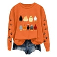 thumbnail image 1 of LUOGENLI Chandail pour Femmes, Paquet Surdimensionné, Chandails à Manches Longues à Col Rond pour Femmes, Chandail à Enfiler Imprimé Poulet, Chandails Légers et Amples, Haut de Chandail pour Femmes à Col Rond, Orange, Taille P, 1 of 6