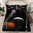 thumbnail image 2 of Homewish Basketball Print Boy Twin Sheet Sets 3pcs,Ball Game Twin Fitted Sheet Microfiber,Sport Gamer Breathable Flat Sheet,Breathable Home Decor, 2 of 7