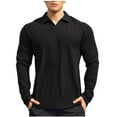 thumbnail image 2 of Golf Shirts for Men Long Sleeve T-Shirts with Collar Mens Casual Solid Color Pullover Slim-Fit Basic Athletic Workout Tees Tops, 2 of 3