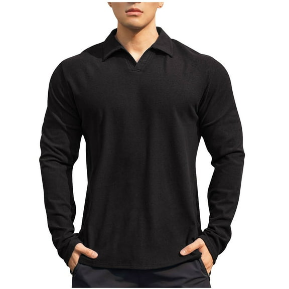 Oalirro Mens Shirts Casual Long Sleeve Dress Shirts Winter Lightweight Lapel Neck Pullover
